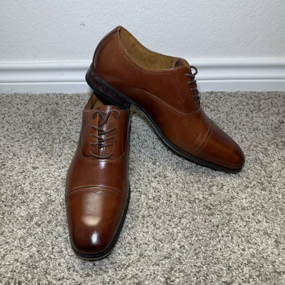 Florsheim Men's Francisco Cognac Cap-Toe Oxford 11528-221 Memory Foam Size 8.5D